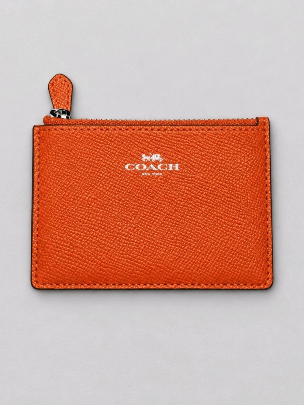 Coach Orange Leather Zip Card Wallet NWOT